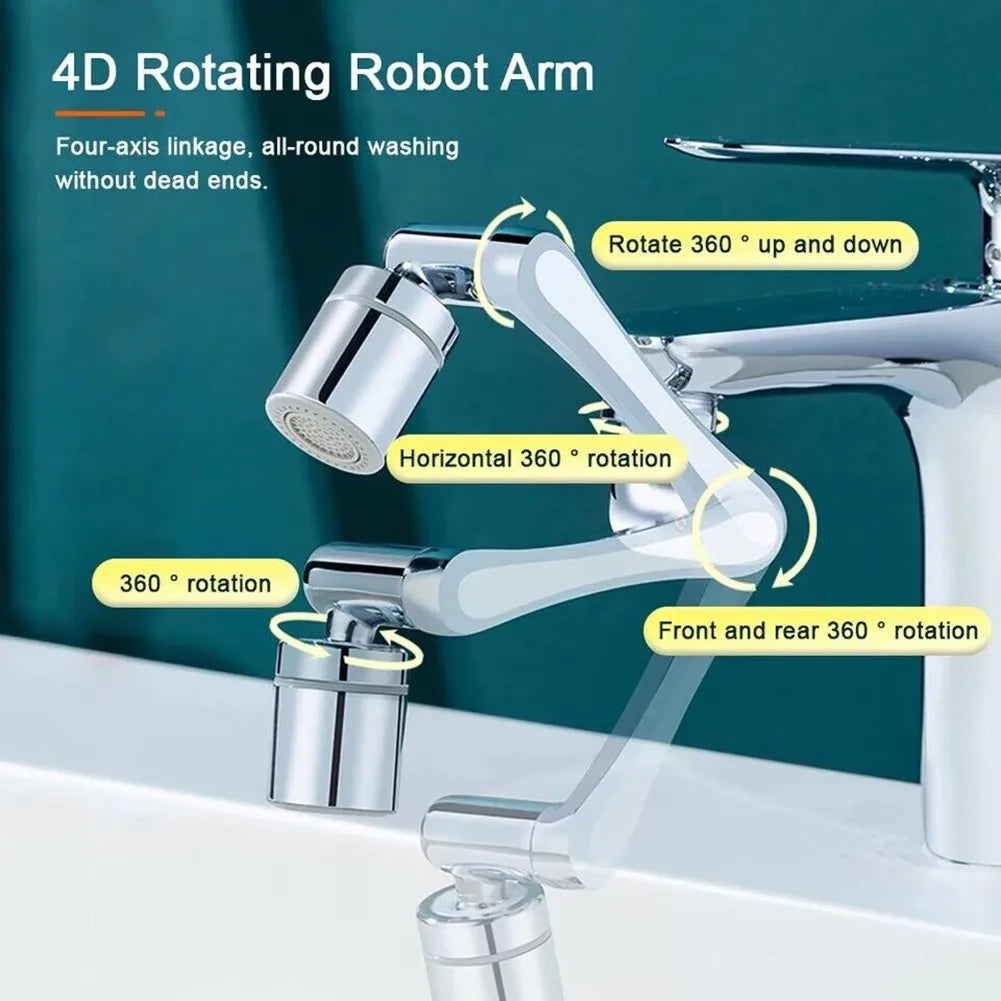 Douchette de robinet universelle en métal lourd avec rotation à 1080° pour lavabo de cuisine, robinet d'évier à bulles et jet anti-éclaboussures