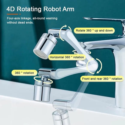 Douchette de robinet universelle en métal lourd avec rotation à 1080° pour lavabo de cuisine, robinet d'évier à bulles et jet anti-éclaboussures