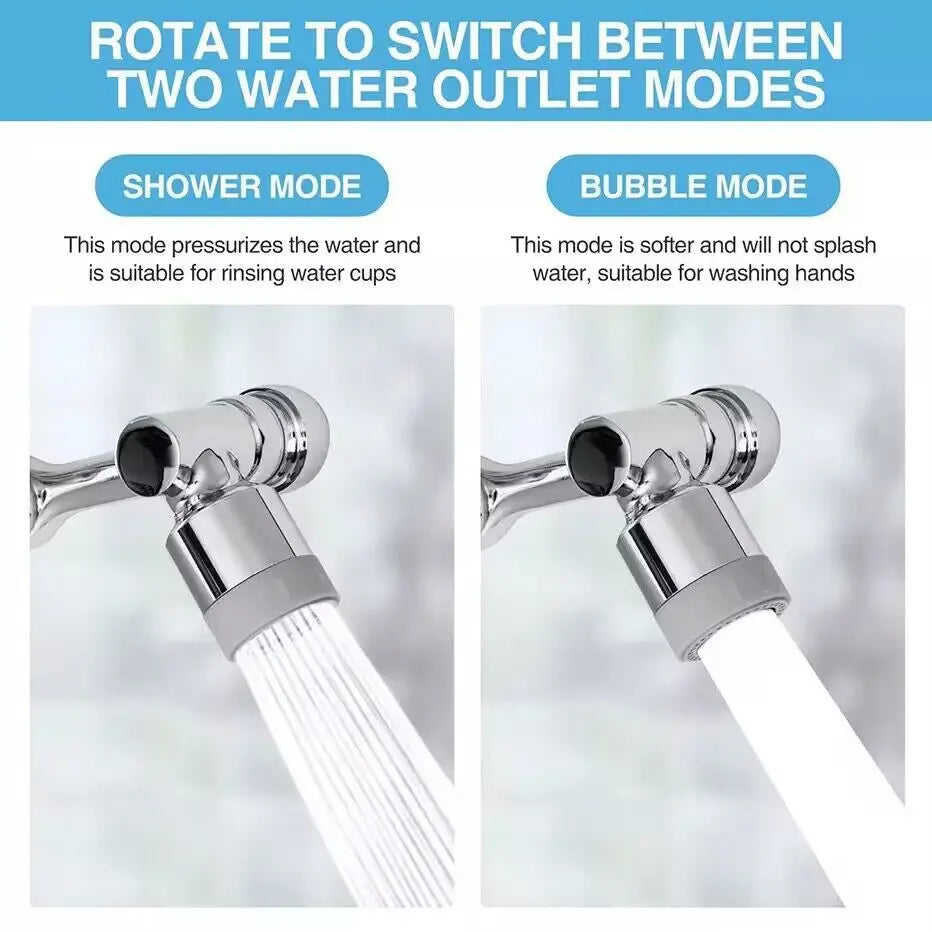 Douchette de robinet universelle en métal lourd avec rotation à 1080° pour lavabo de cuisine, robinet d'évier à bulles et jet anti-éclaboussures