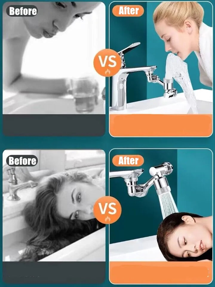 Douchette de robinet universelle en métal lourd avec rotation à 1080° pour lavabo de cuisine, robinet d'évier à bulles et jet anti-éclaboussures