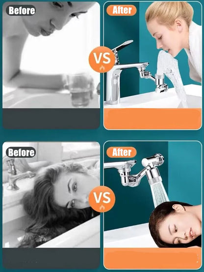 Douchette de robinet universelle en métal lourd avec rotation à 1080° pour lavabo de cuisine, robinet d'évier à bulles et jet anti-éclaboussures