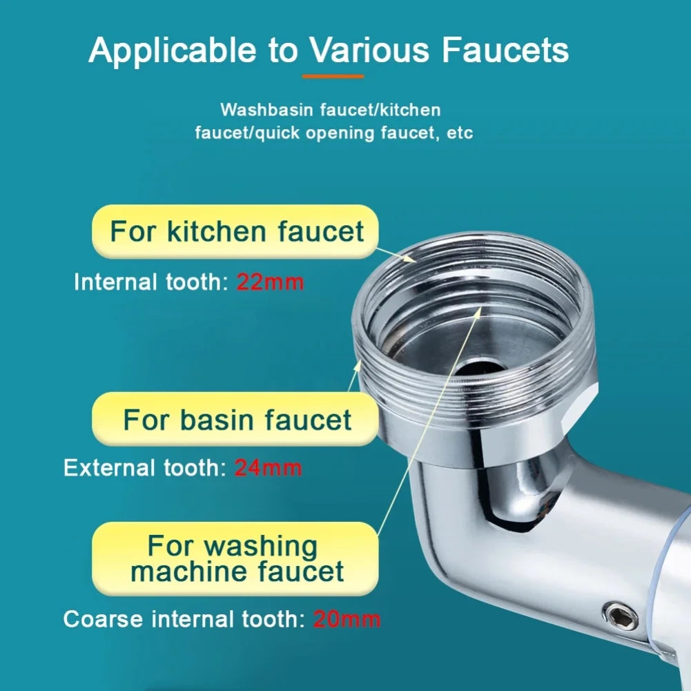 Douchette de robinet universelle en métal lourd avec rotation à 1080° pour lavabo de cuisine, robinet d'évier à bulles et jet anti-éclaboussures