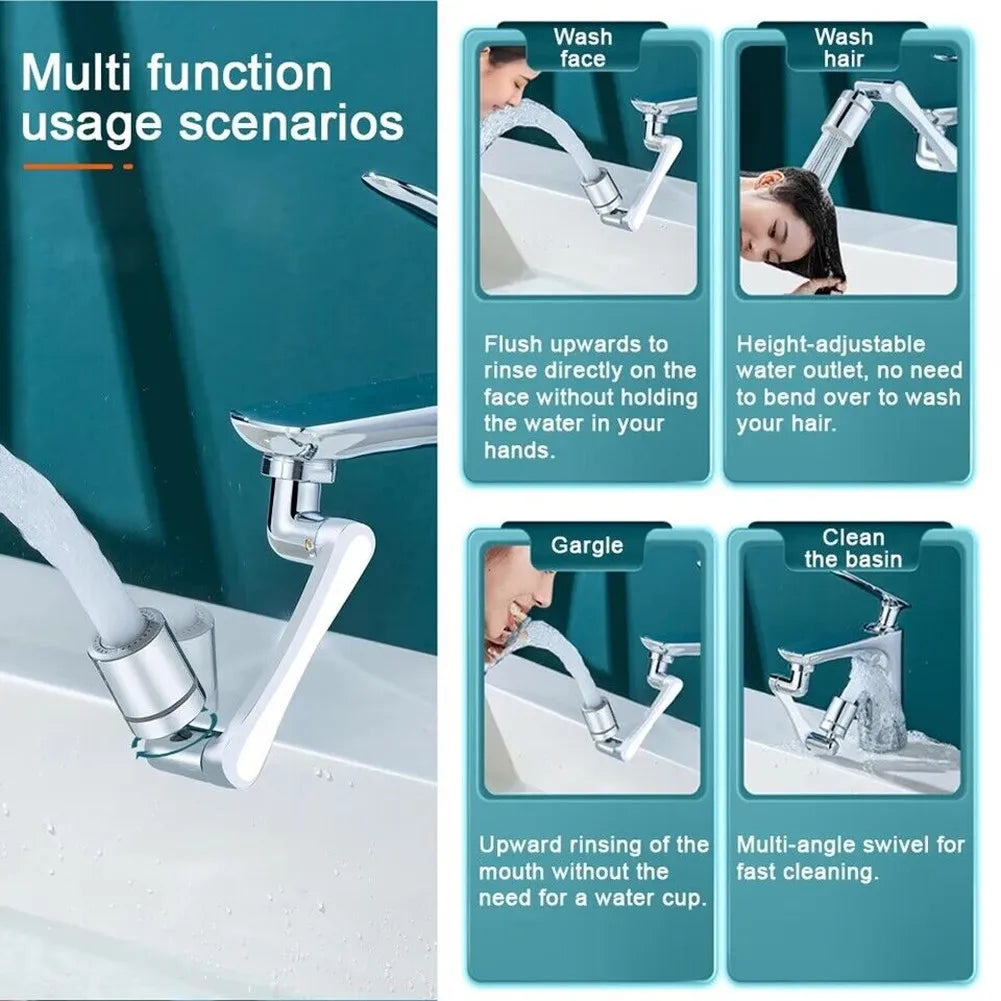 Douchette de robinet universelle en métal lourd avec rotation à 1080° pour lavabo de cuisine, robinet d'évier à bulles et jet anti-éclaboussures