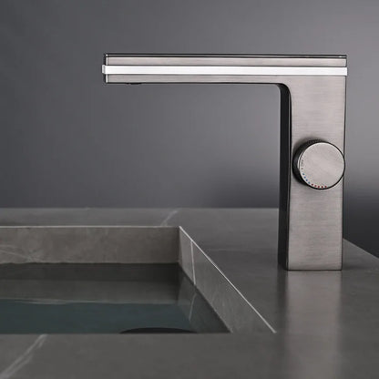 Robinet de lavabo de salle de bain à affichage numérique intelligent LED en laiton