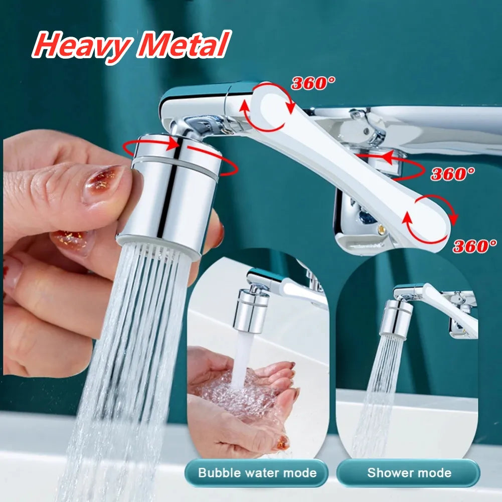 Douchette de robinet universelle en métal lourd avec rotation à 1080° pour lavabo de cuisine, robinet d'évier à bulles et jet anti-éclaboussures