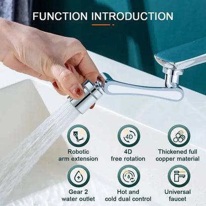 Douchette de robinet universelle en métal lourd avec rotation à 1080° pour lavabo de cuisine, robinet d'évier à bulles et jet anti-éclaboussures