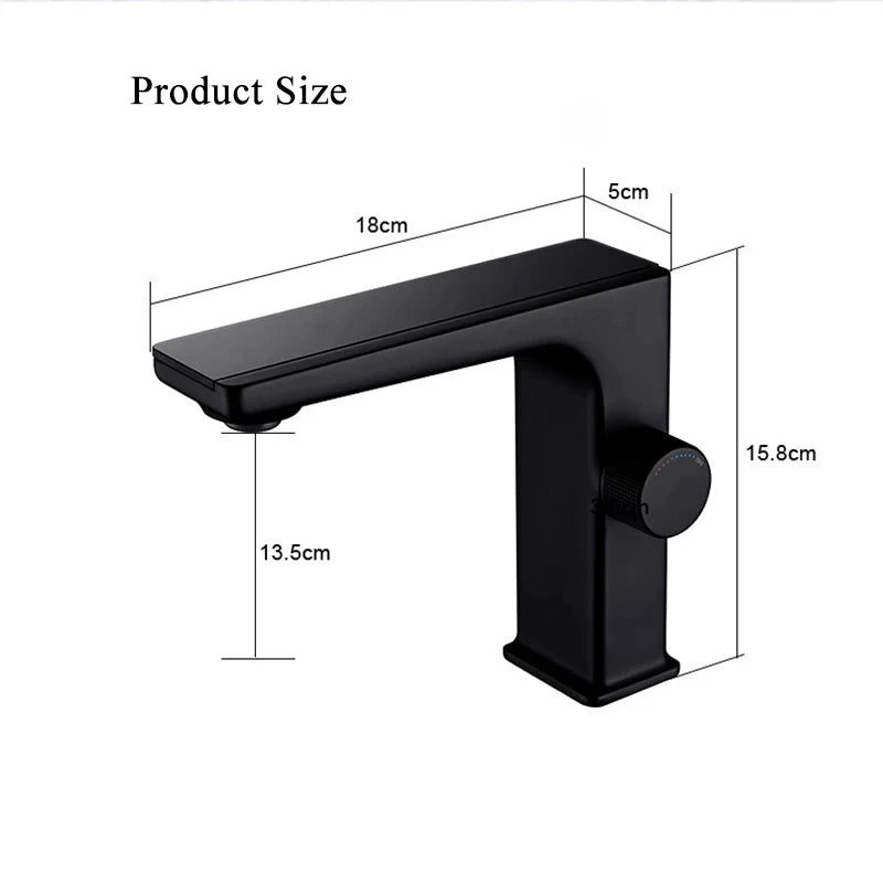 Robinet de lavabo de salle de bain à affichage numérique intelligent LED en laiton