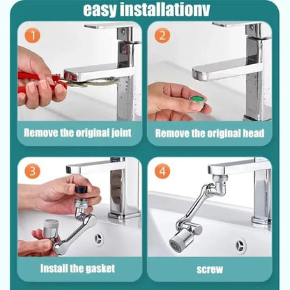 Douchette de robinet universelle en métal lourd avec rotation à 1080° pour lavabo de cuisine, robinet d'évier à bulles et jet anti-éclaboussures