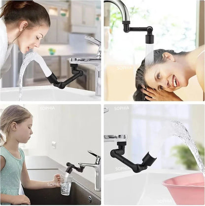 Douchette de robinet universelle en métal lourd avec rotation à 1080° pour lavabo de cuisine, robinet d'évier à bulles et jet anti-éclaboussures